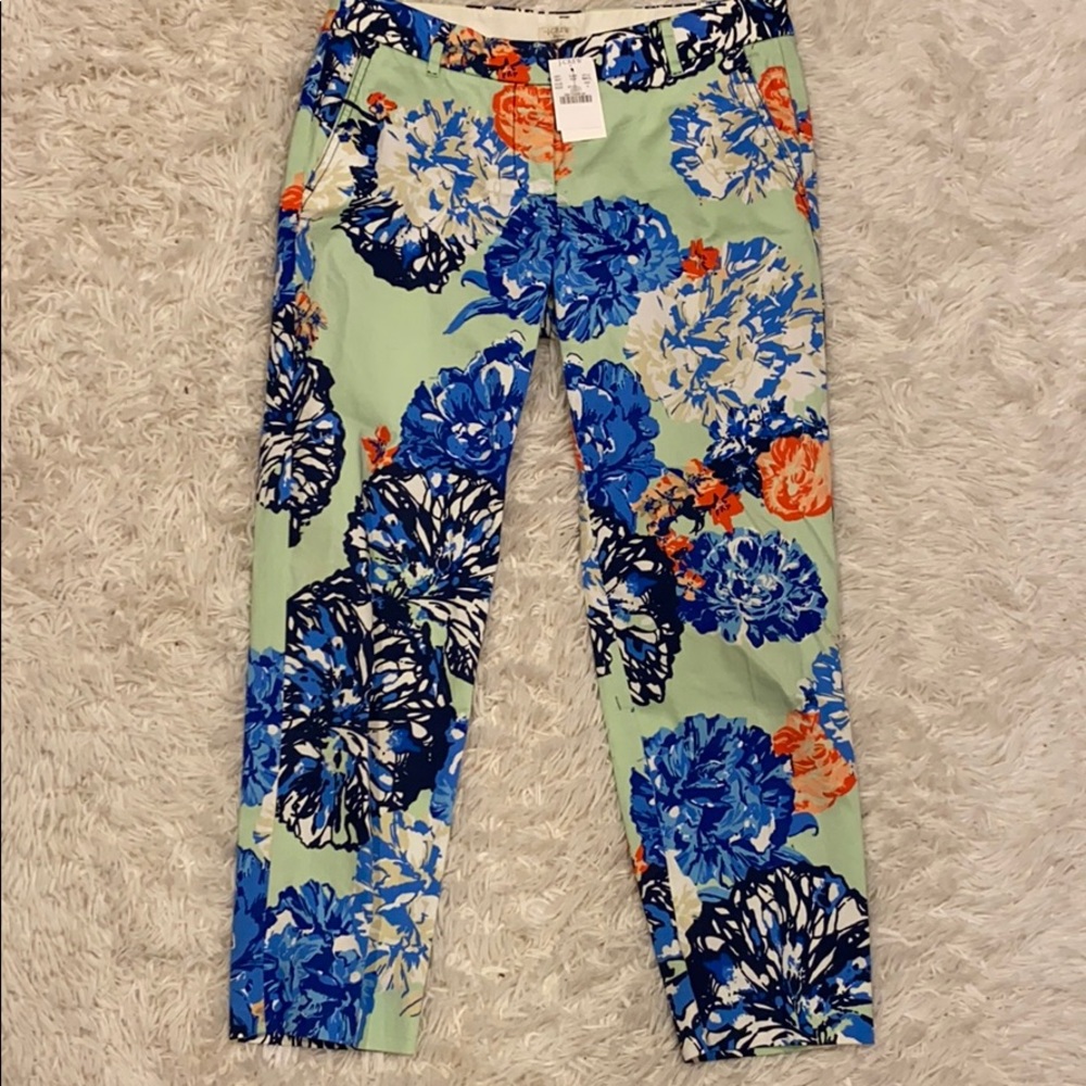 J.Crew mint floral ankle pants NWT - size 4